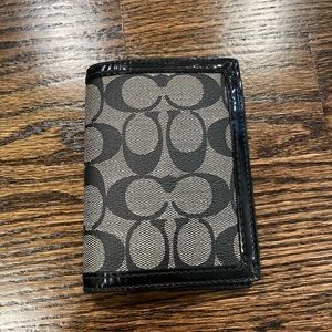 Coach, Signature Passport Case, in Black and White Logo, New, Never Used w/ Tag